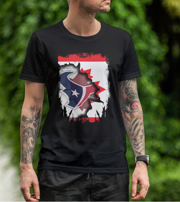 Together Canada With Texans Houston Football Emblem And Canadian Flag Integration T-Shirt