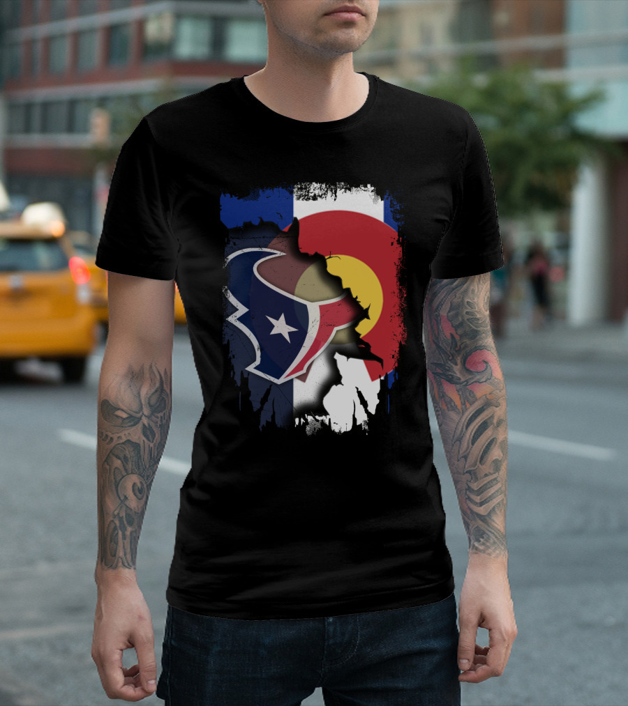 Together Colorado With Texans Flag and Houston Texans Logo Collaboration T-Shirt