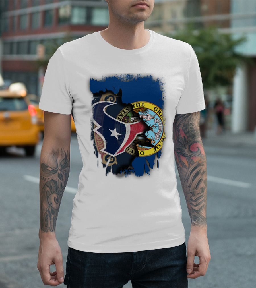 Idaho State Seal and Houston Texans Logo Fusion T-Shirt