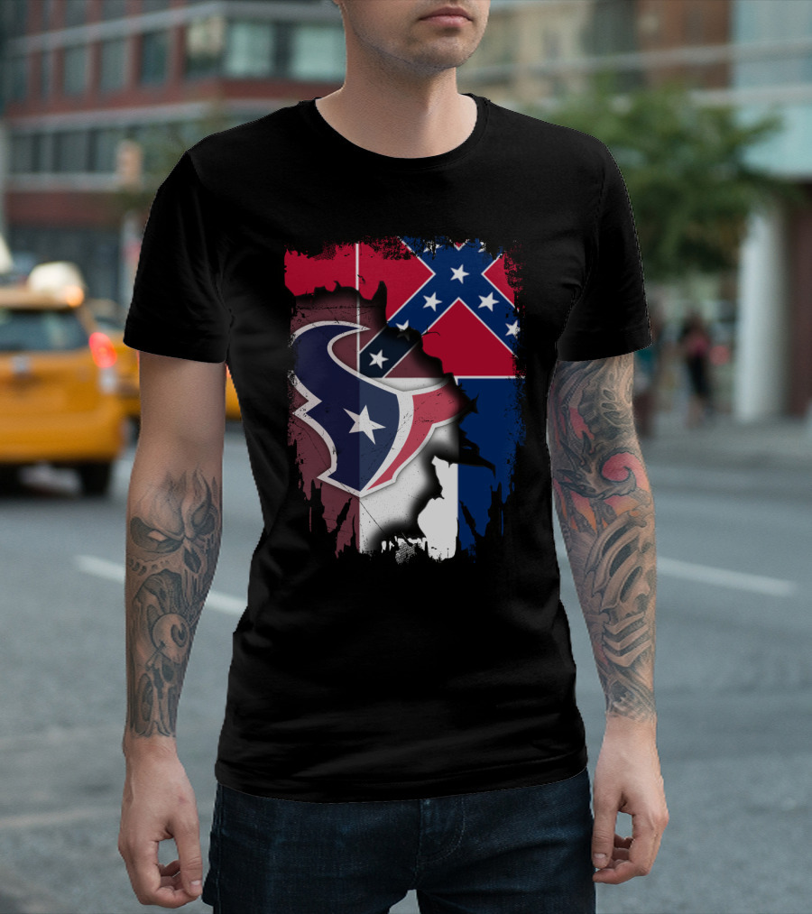 Mississippi Flags and Texans NFL Logo Integration T-Shirt