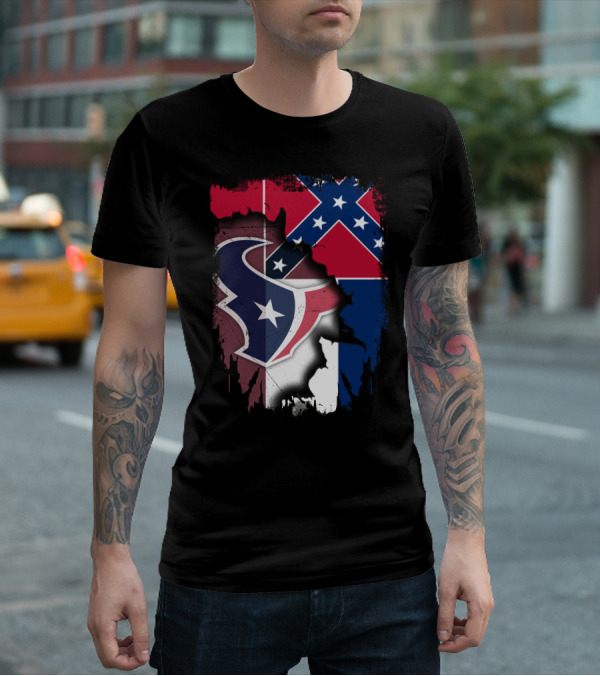 Mississippi Flags And Texans NFL Logo Integration T-Shirt