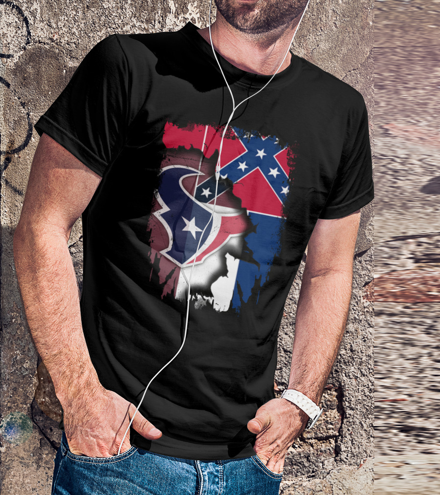 Mississippi Flags And Texans NFL Logo Integration T-Shirt