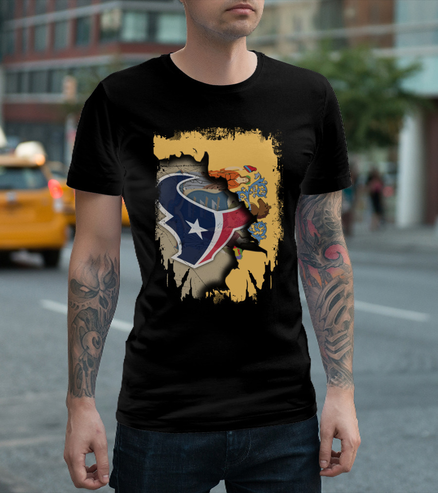 New Jersey Texas Tattered Flag Unity T-Shirt
