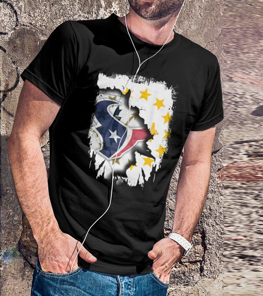 Rhode Island And Texans Star Logo Merge With Together T-Shirt