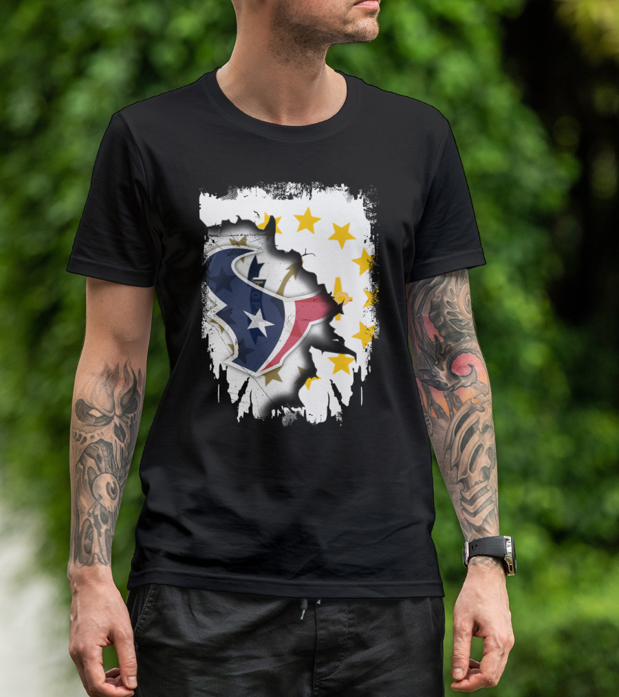 Rhode Island And Texans Star Logo Merge With Together T-Shirt