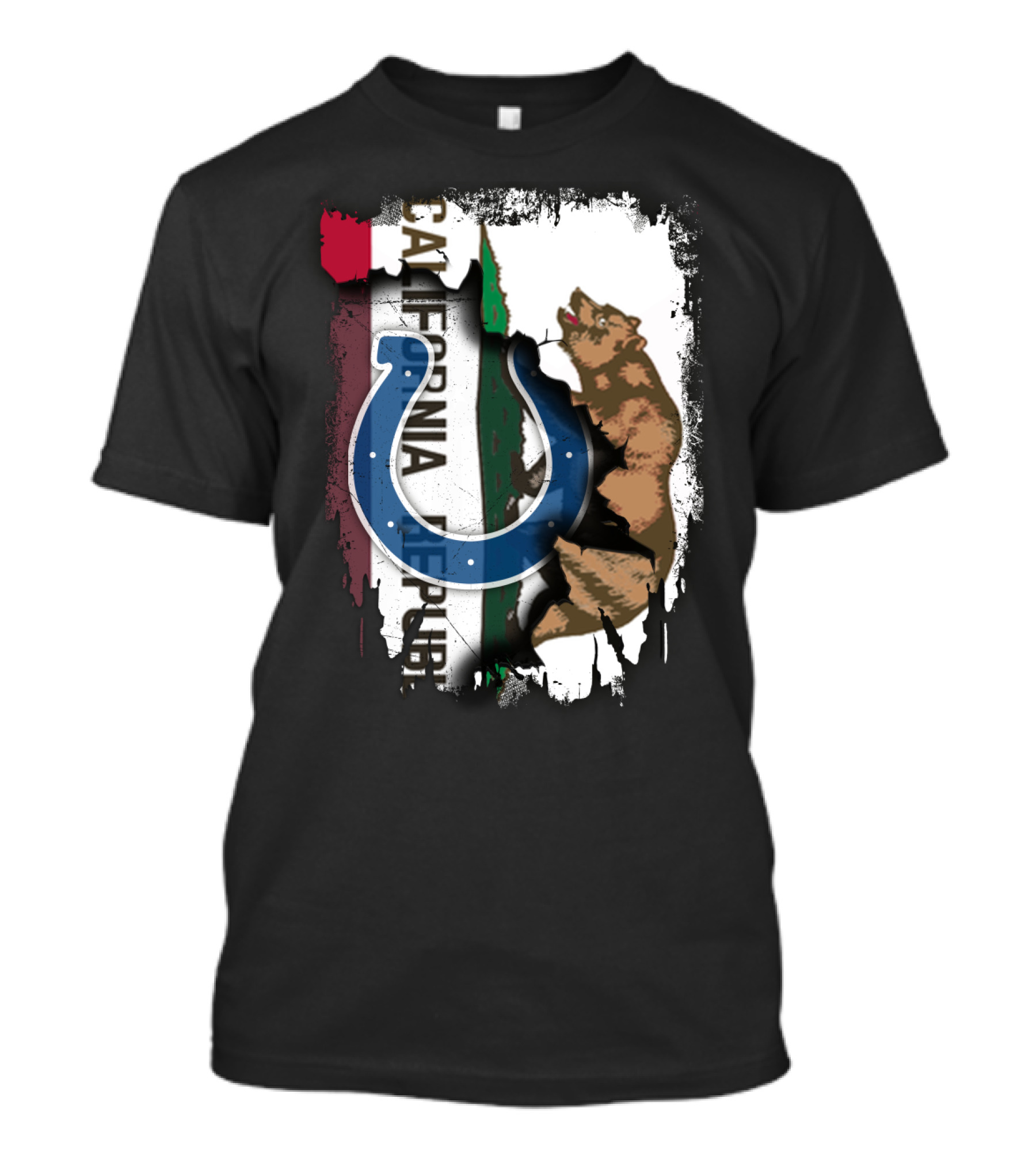 California Republic With Colts Horseshoe Bear T-Shirt