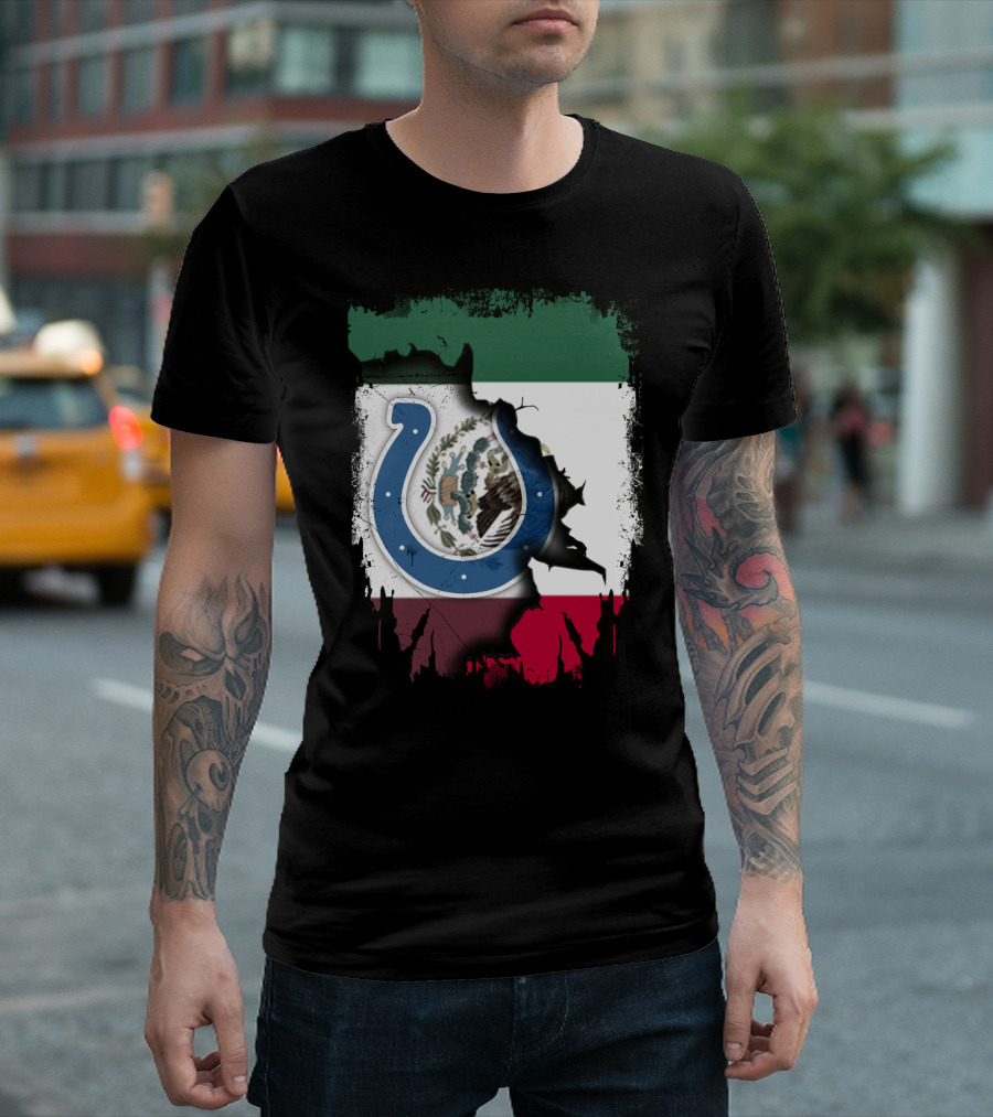 Mexico Colts Emblem on Distressed Flag Background T-Shirt