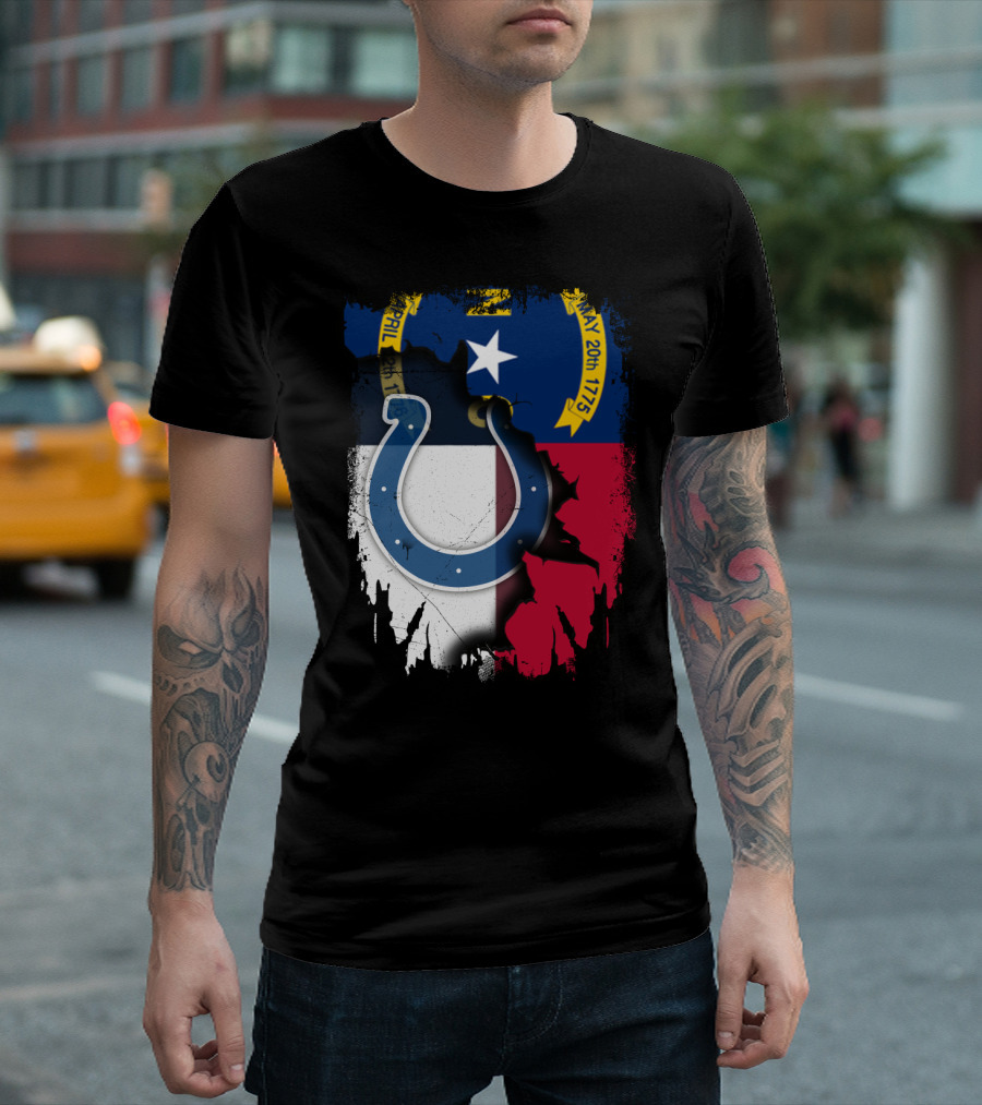 Together North Carolina Colts Blue Horseshoe Flag T-Shirt