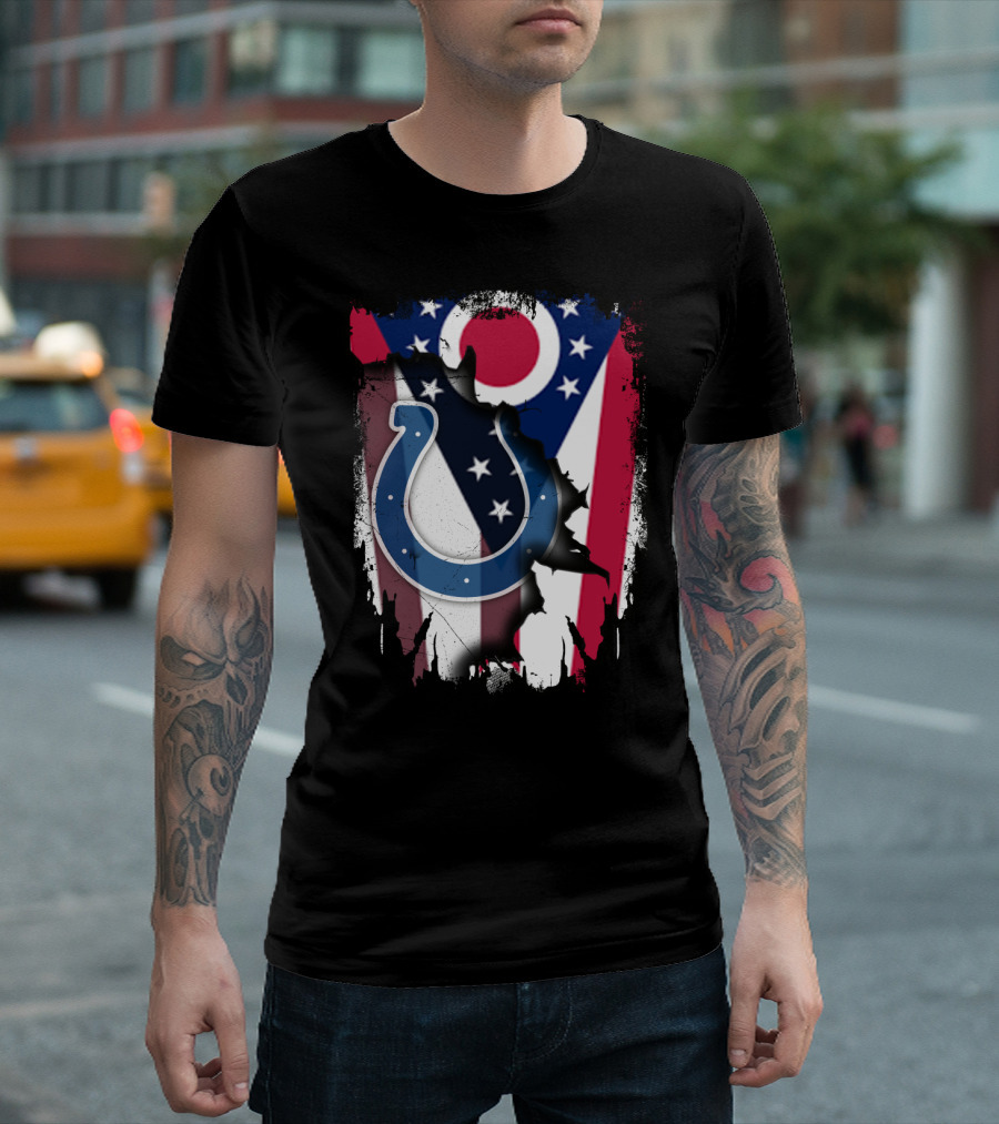 Together Ohio Flag with Colts Horseshoe T-Shirt