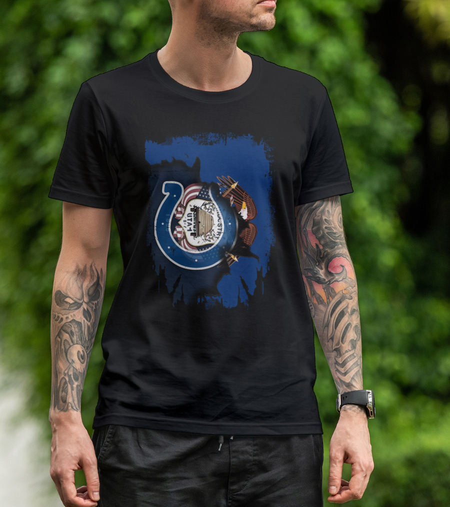 Utah Colts American Flag Eagle Horseshoe T-Shirt