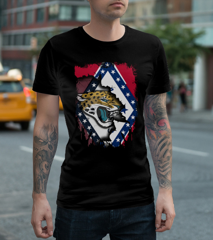 Arkansas Flag With Jaguars Logo Integration T-Shirt