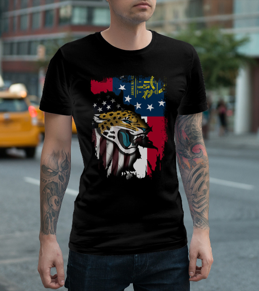 Together Georgia Flag Grunge with Jaguars American Patriotism T-Shirt