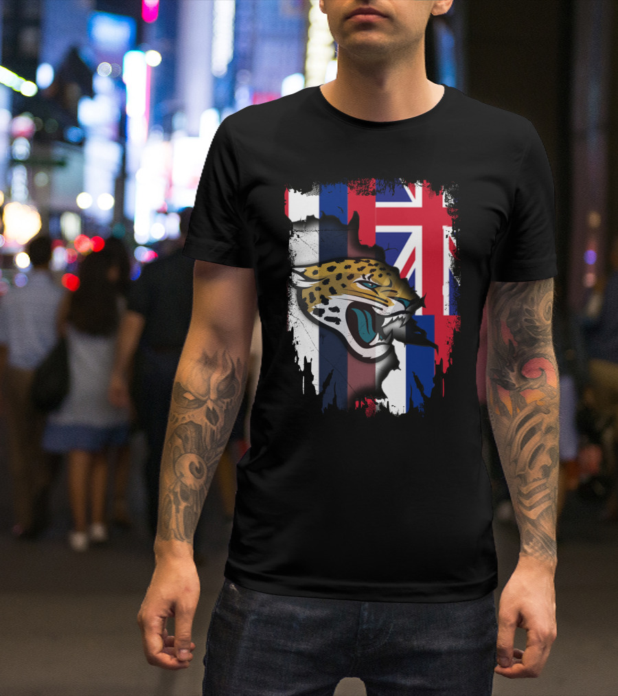 Together Hawaii Union Flag Jaguars Roaring Face T-Shirt