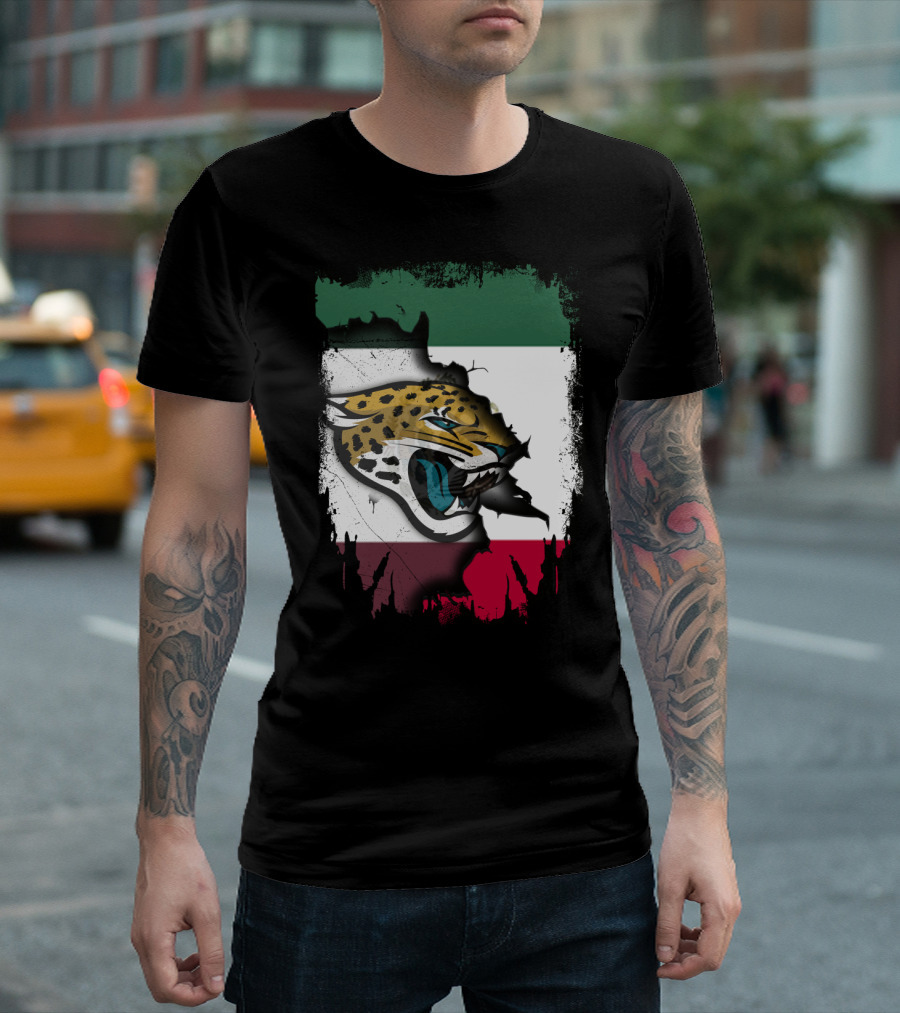 Together Mexico With Jaguars Flag And Fierce Face T-Shirt