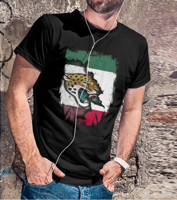 Together Mexico With Jaguars Flag And Fierce Face T-Shirt