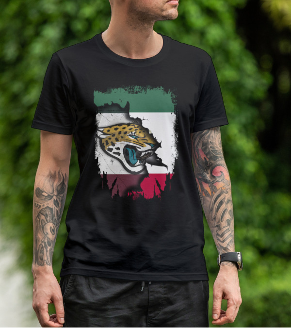 Together Mexico With Jaguars Flag And Fierce Face T-Shirt