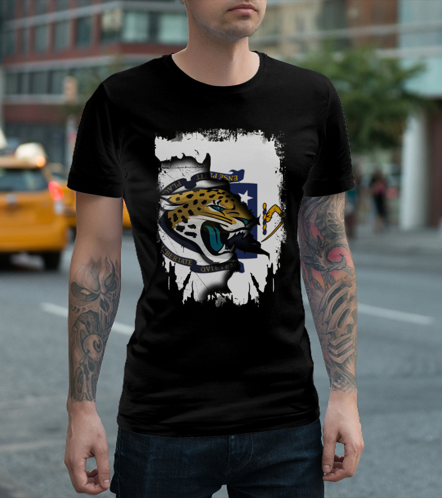 Massachusetts State Flag with Jaguar Head Emblem T-Shirt