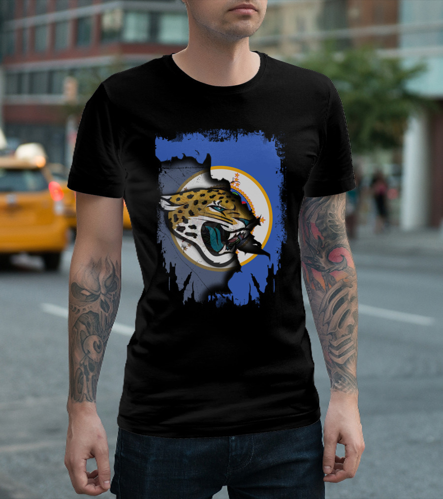 Together Minnesota With Jaguars Emblem Against Blue Background T-Shirt