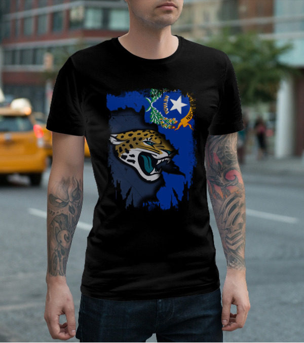 Nevada State Flag With Stylized Jaguars Emblem Together T-Shirt