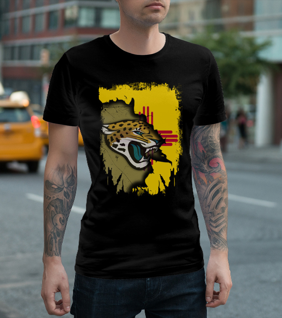 Together New Mexico With Jaguars Zia Symbol Background T-Shirt