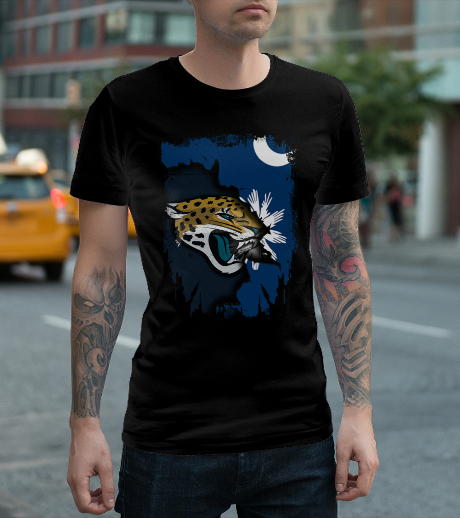 Together South Carolina Jaguars State Pride Moon Palmetto T-Shirt
