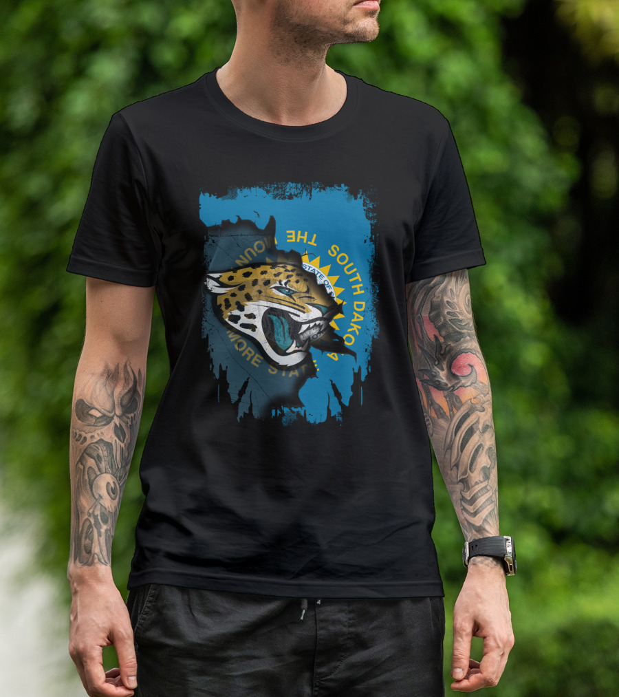 South Dakota State With Jaguars And Flag T-Shirt