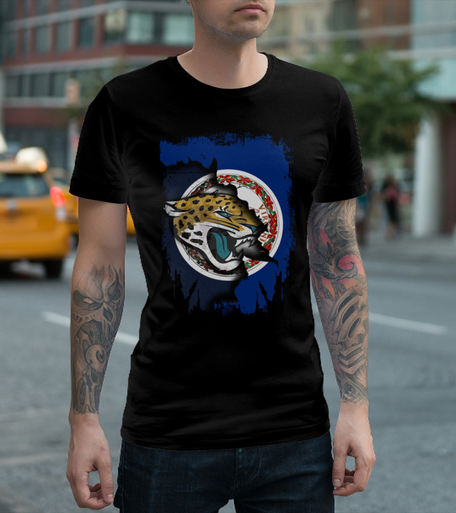 Virginia Jaguars Roaring Through State Seal Flag T-Shirt