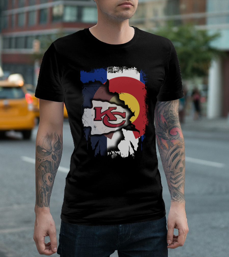 Colorado Pride With Kansas City Chiefs Logo Fusion T-Shirt