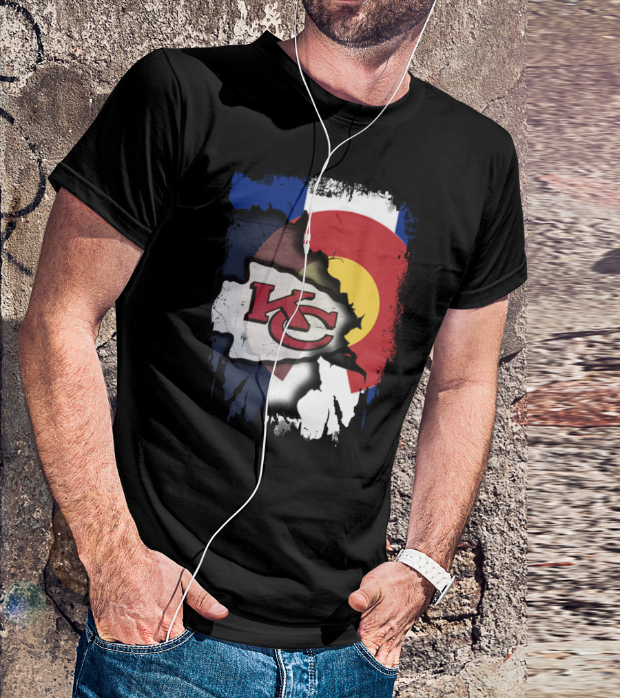 Colorado Pride With Kansas City Chiefs Logo Fusion T-Shirt