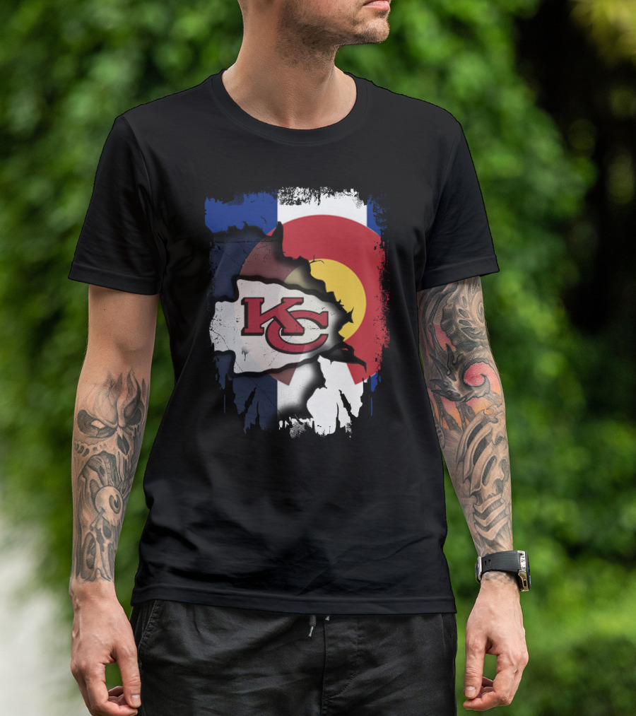 Colorado Pride With Kansas City Chiefs Logo Fusion T-Shirt