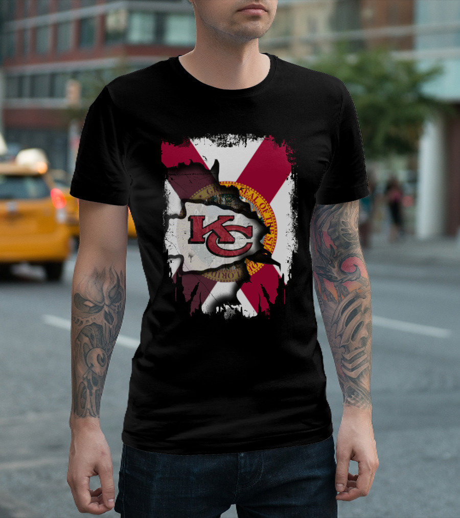 Florida State Flag with KC Chiefs Logo Integration T-Shirt