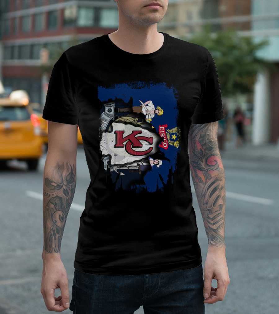 Dirigo Maine KC Chiefs Vintage Flag Mashup T-Shirt