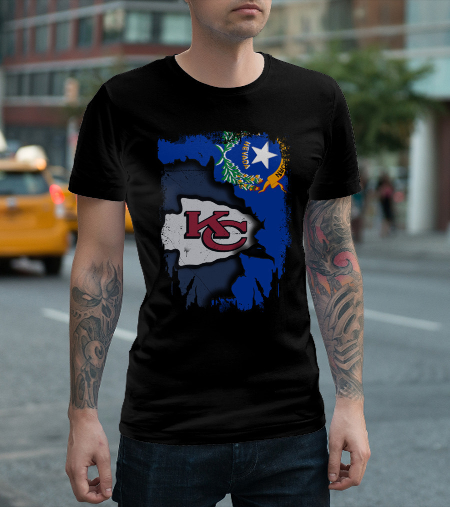 Nevada Proud with Kansas City Chiefs Logo and State Flag Elements T-Shirt