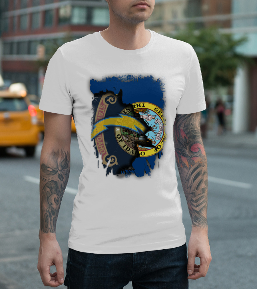 Idaho State Seal with Chargers Lightning Bolt T-Shirt