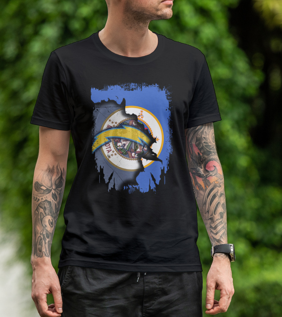 Together Minnesota With Chargers Logo Fusion T-Shirt