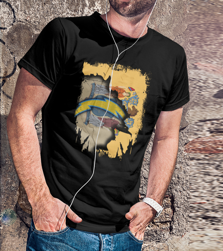 New Jersey Crest With Chargers Lightning Bolt Emblem T-Shirt