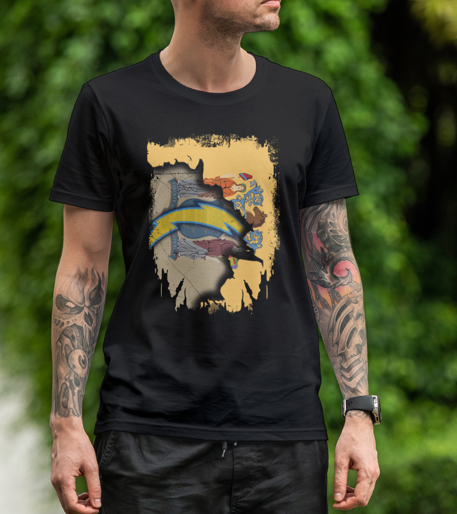 New Jersey Crest With Chargers Lightning Bolt Emblem T-Shirt