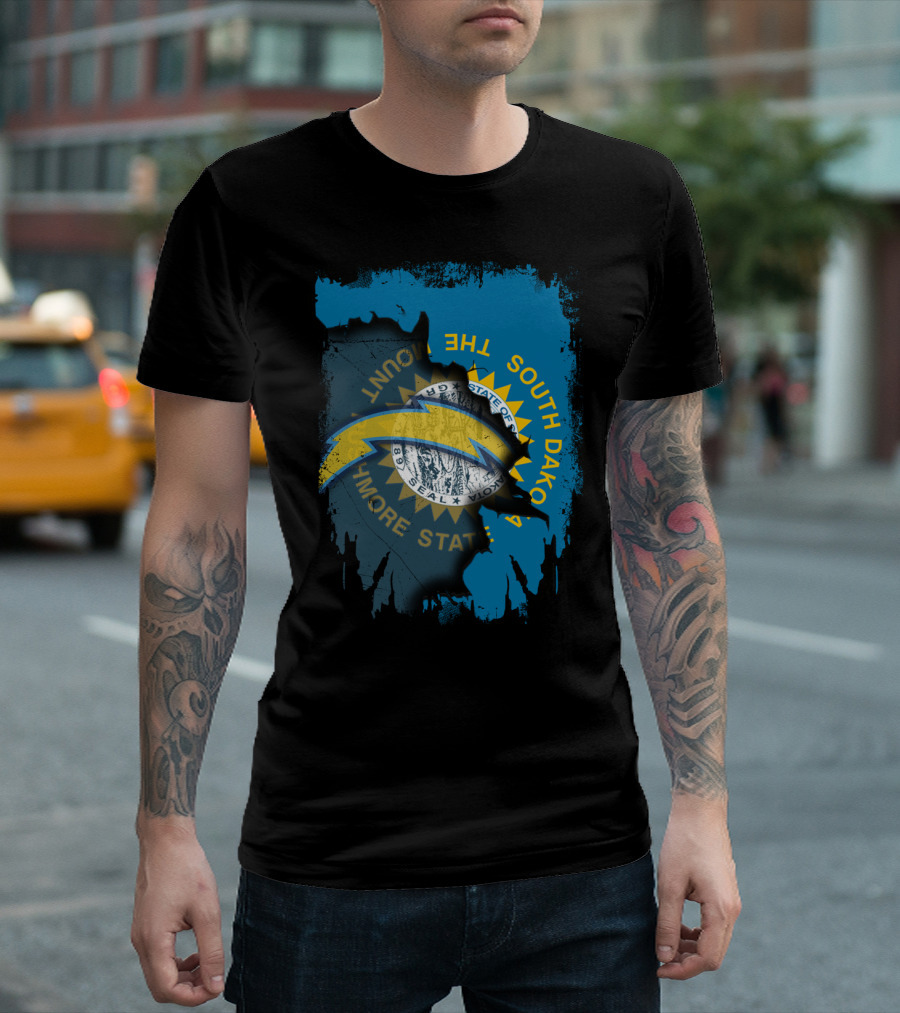 South Dakota With Chargers And The Mount Rushmore State Seal T-Shirt