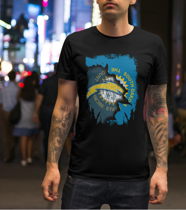 South Dakota With Chargers And The Mount Rushmore State Seal T-Shirt