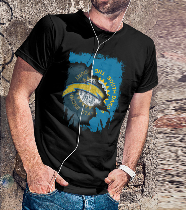 South Dakota With Chargers And The Mount Rushmore State Seal T-Shirt