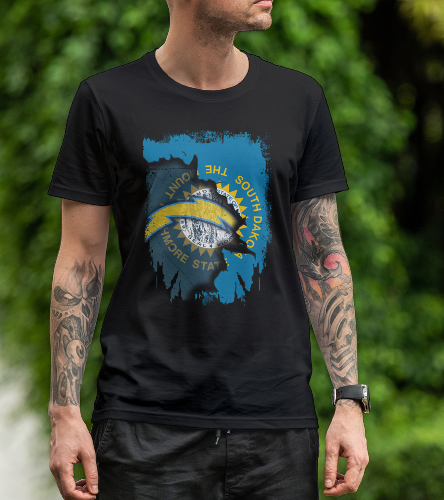 South Dakota With Chargers And The Mount Rushmore State Seal T-Shirt