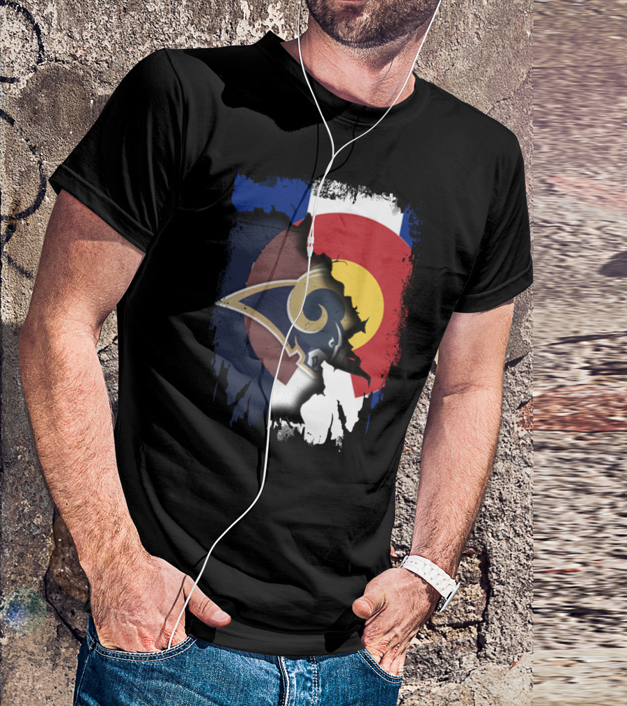 Together Colorado With Rams Logo And Colorado Flag Fusion T-Shirt