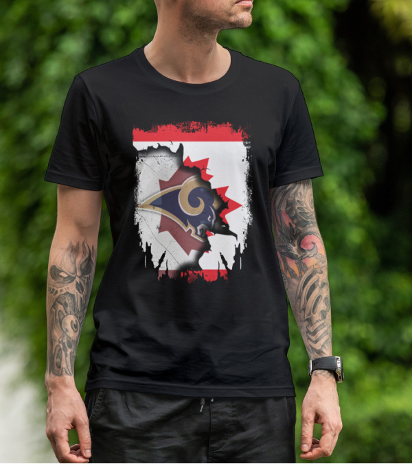 Canada With Los Angeles Rams Logo Integration T-Shirt