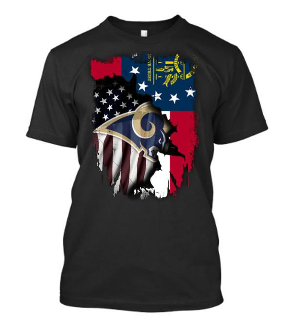 Together Georgia Rams American Flag Grunge T-Shirt