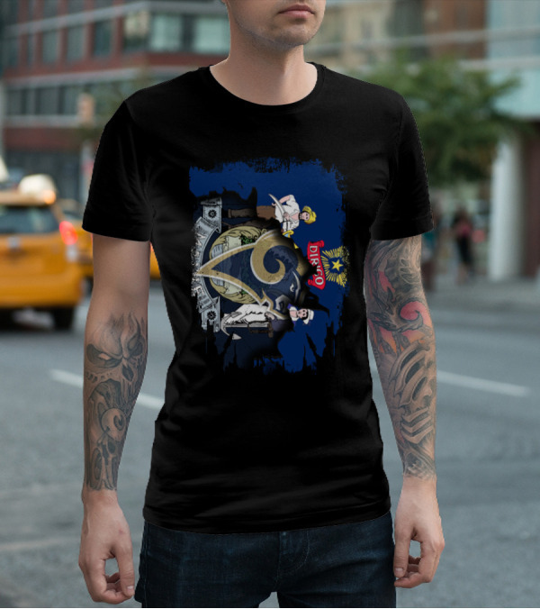 Maine State Seal With LA Rams Logo And Dirigo T-Shirt