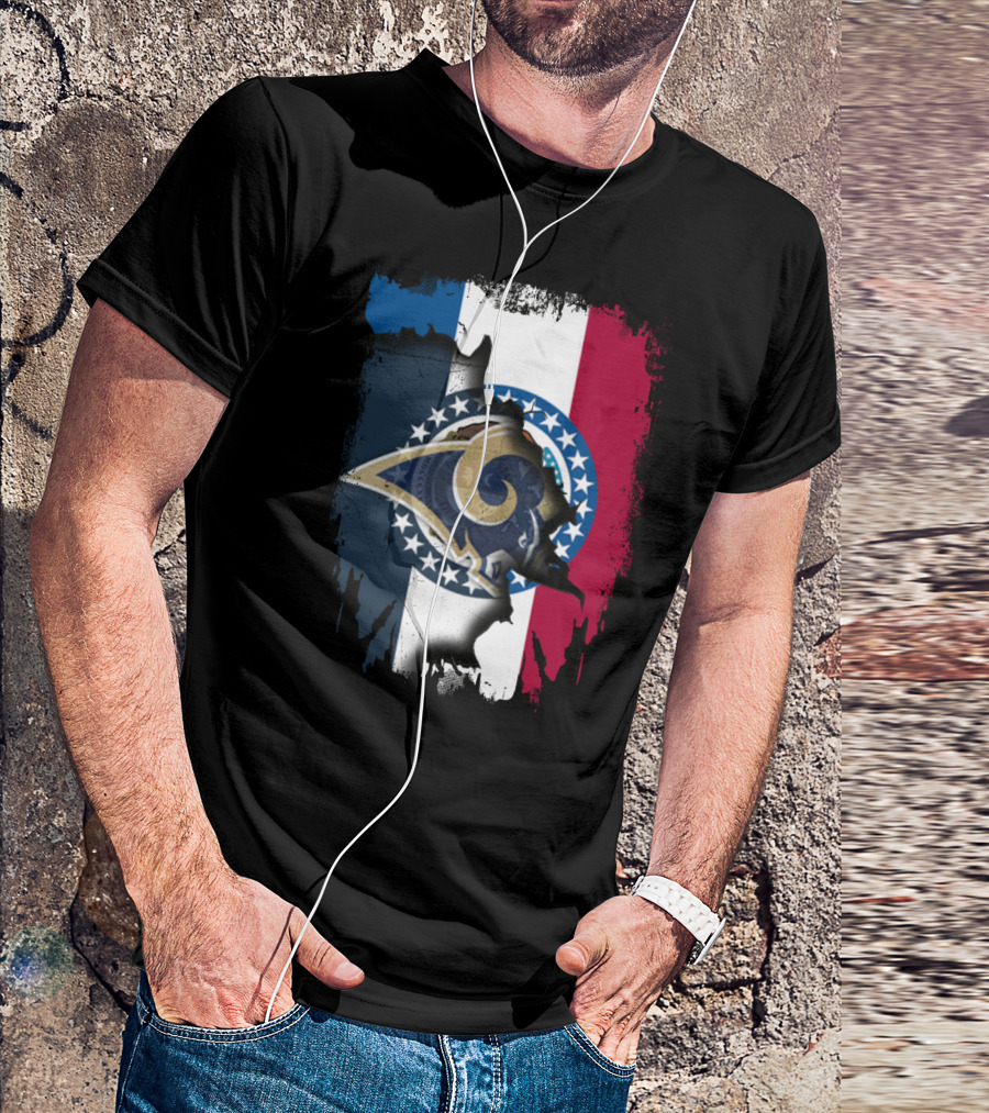 Missouri Rams Together With Flag And Stars T-Shirt
