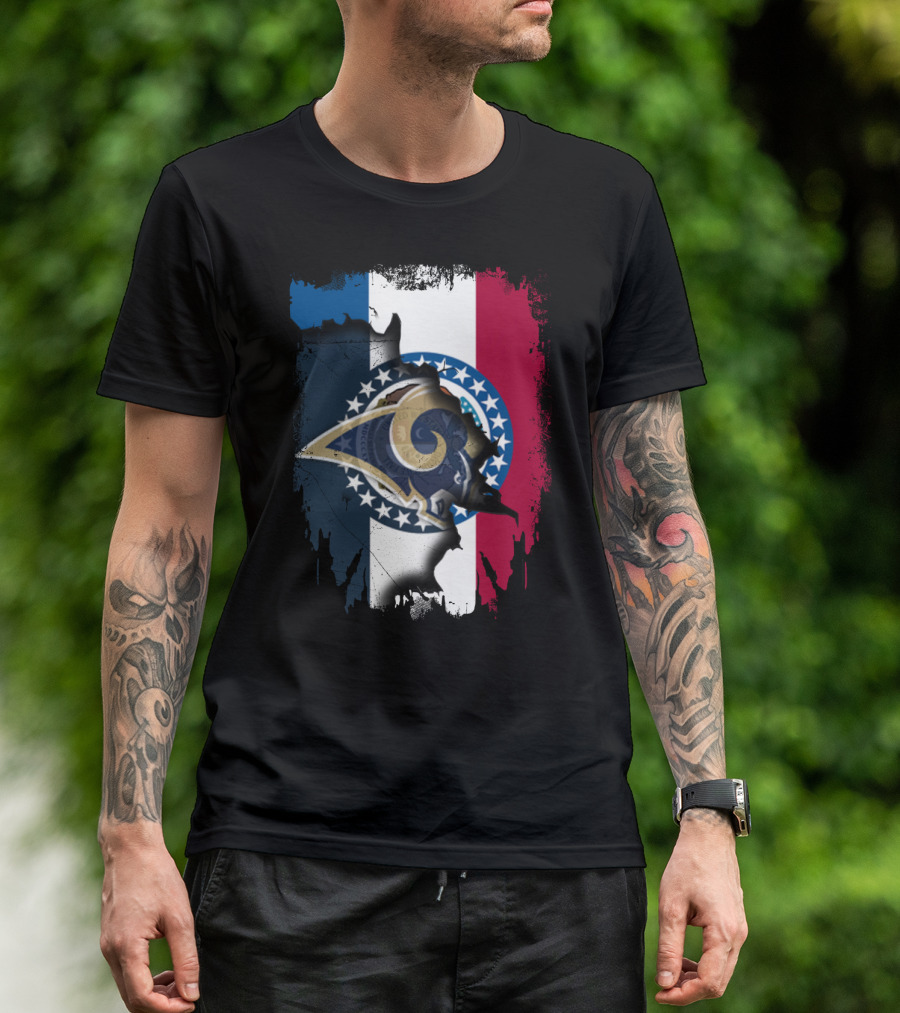 Missouri Rams Together With Flag And Stars T-Shirt