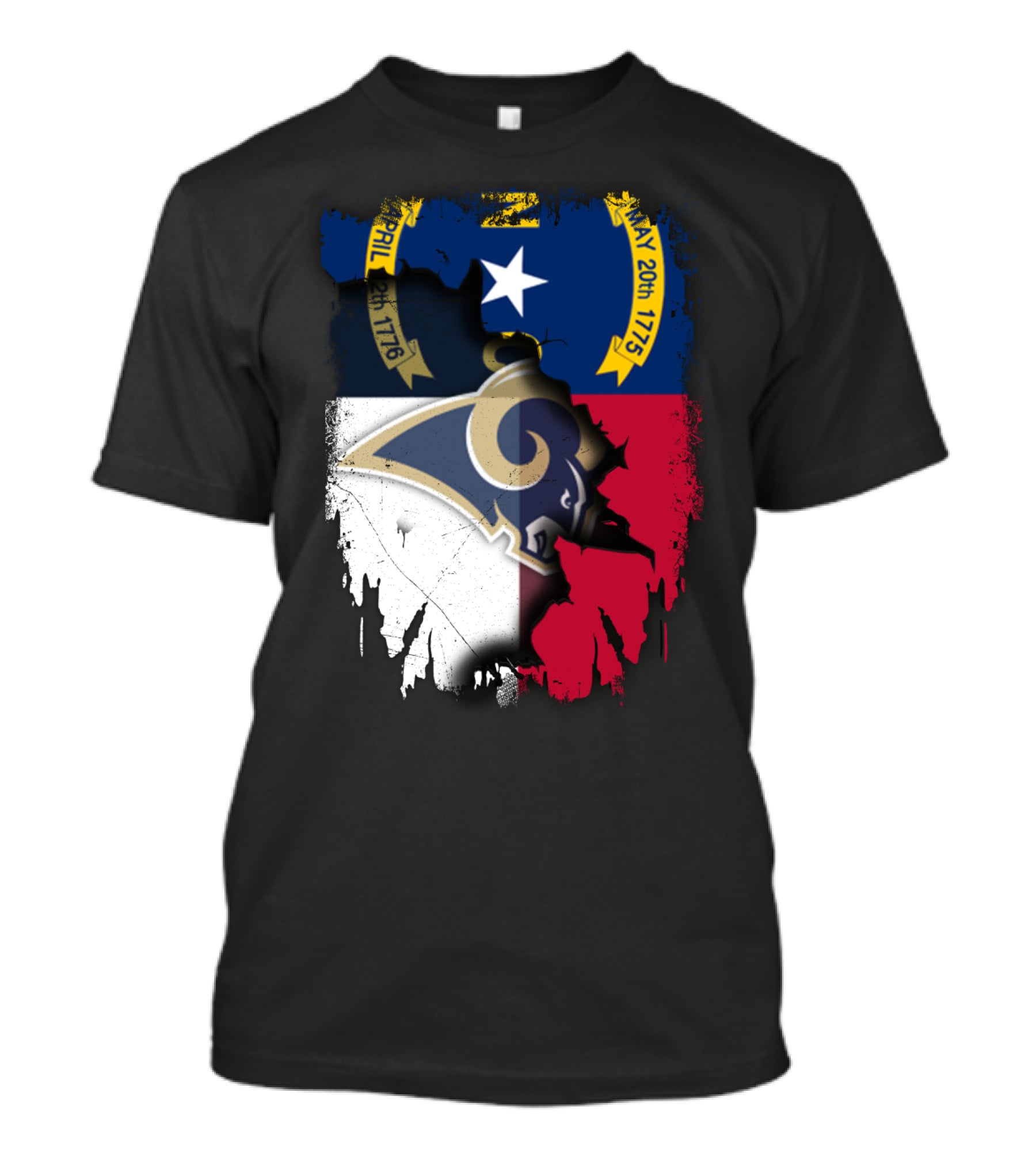 North Carolina State Flag With Rams Logo And Star Element T-Shirt