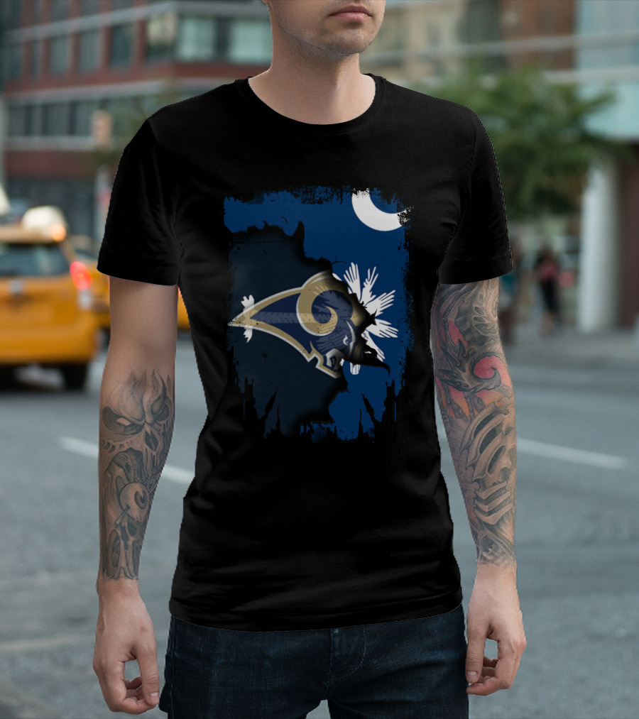 South Carolina Rams Inspired Moon and Palmetto Iconic Mashup T-Shirt