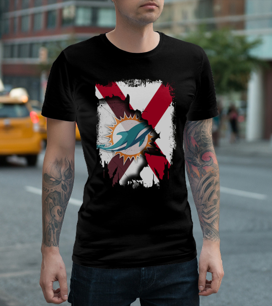 Alabama Miami Dolphins X Grunge Symbol Collaboration T-Shirt
